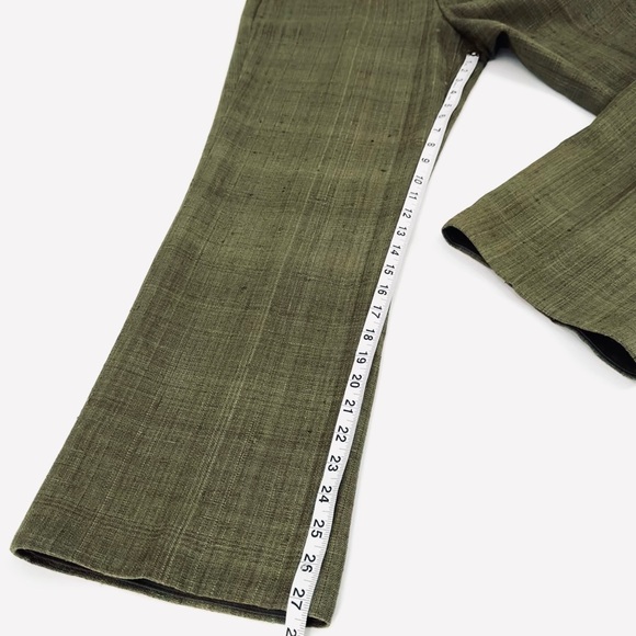 Ralph Lauren Tassah Woven Silk High Rise Olive Straight Leg Trouser - Picture 7 of 10